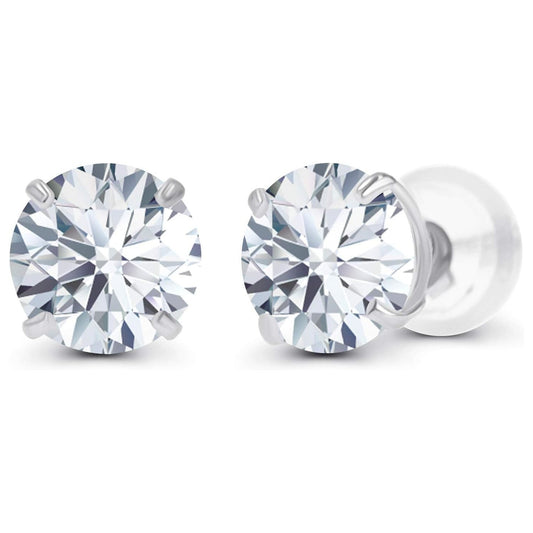 Pure Light 1.50 ctw lab-grown diamond stud earrings in 14K white gold settings.