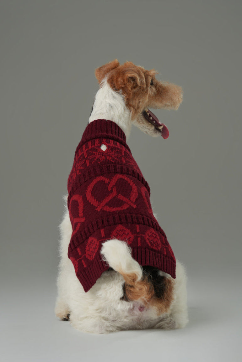 Pretzel Pet Sweater - Burgundy Red