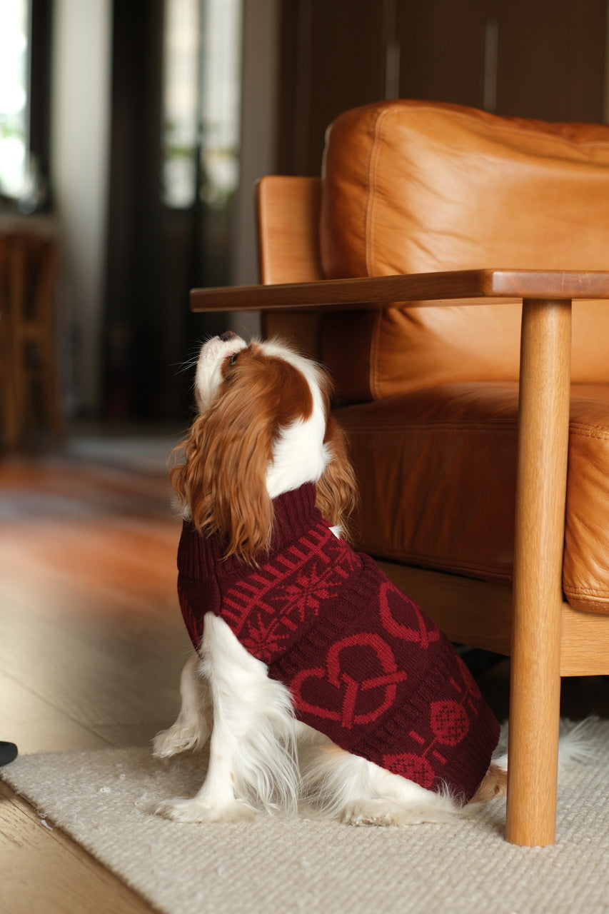 Pretzel Pet Sweater - Burgundy Red
