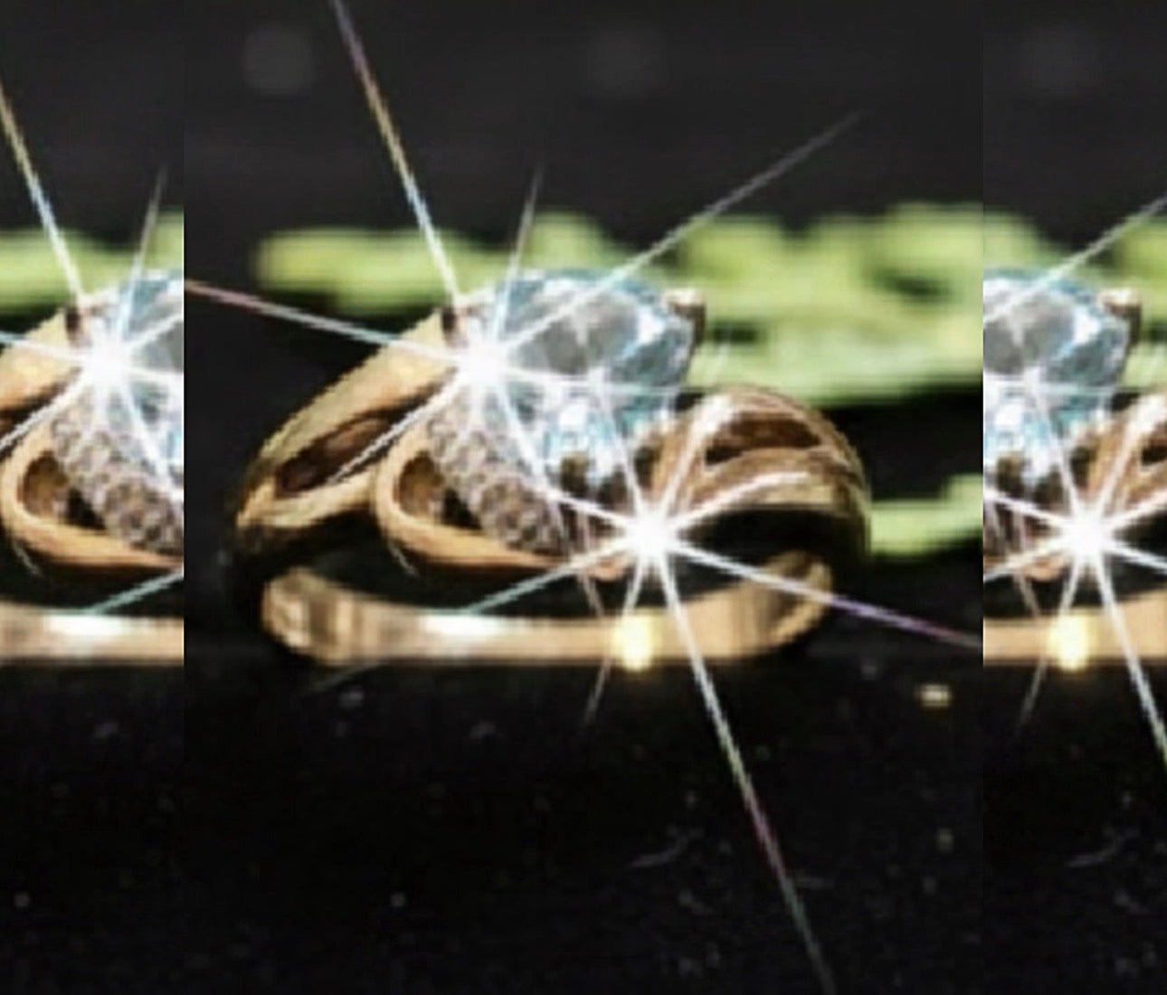 Gold ring with a diamond on a dark background video
