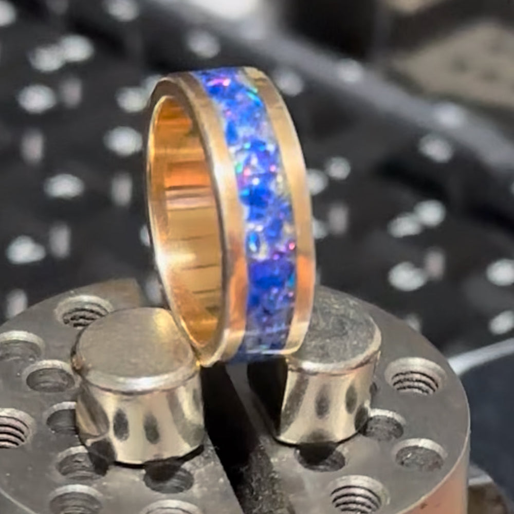 The "Sunset Aurora" Artisan Band: Hand-Plated 24K Gold & Fire Opal