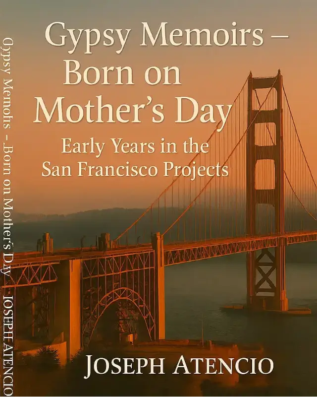 Book cover of 'Gypsy Memoirs - Born on Mother's Day' with a bridge in the background