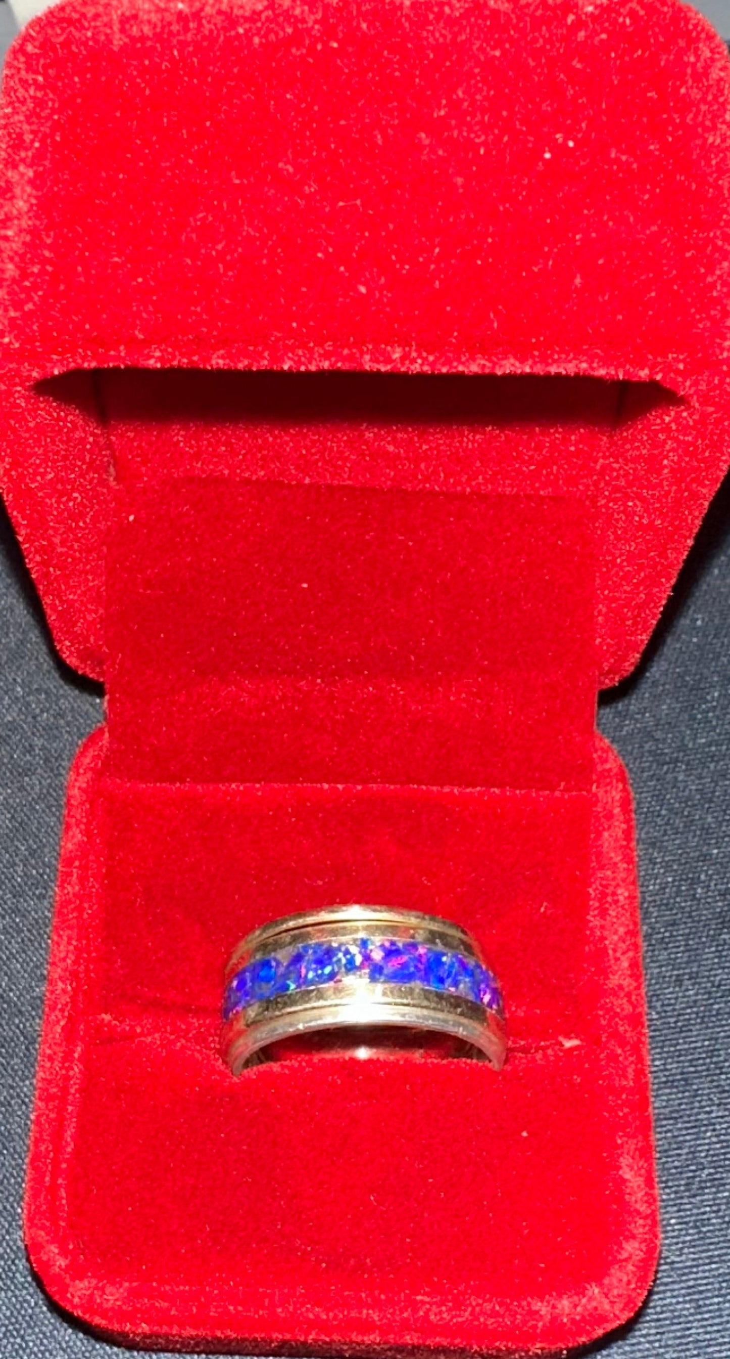 The "Masterwork" 5.8g Solid 14K Gold & Blue Opal Band (Size 11)