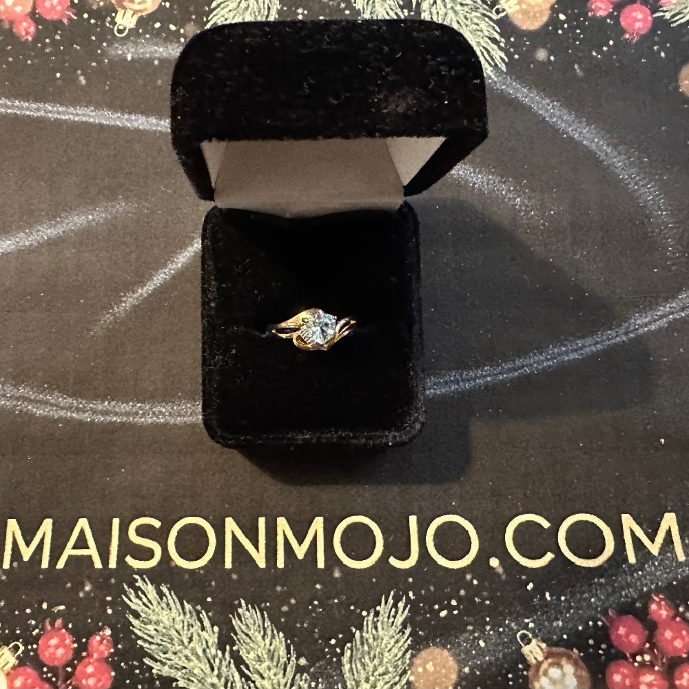 The "Azure Horizon" Ring: 1.0 CTW Trillion-Cut Swiss Blue Topaz & Diamonds, Size 7 Designer Ring