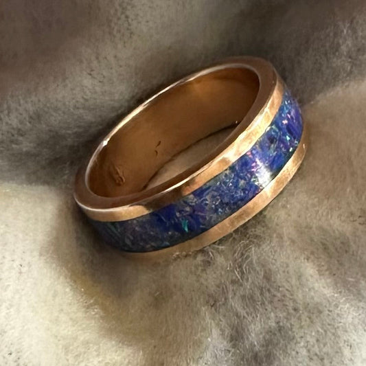 The "Sunset Aurora" Artisan Band: Hand-Plated 24K Gold & Fire Opal