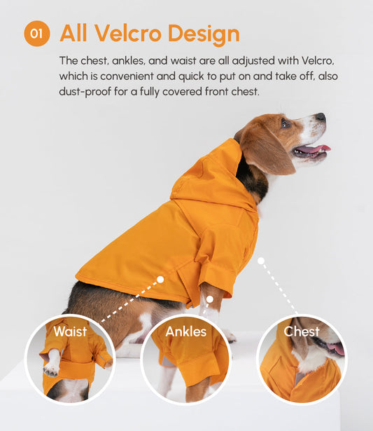 "Tribeca Adjustable Velcro Dog Raincoat - Egg Yolk | Waterproof"