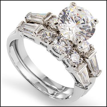 Enchanted Promise Halo Bridal Set in .925 Sterling Silver, featuring a round-cut center stone and matching wedding band.