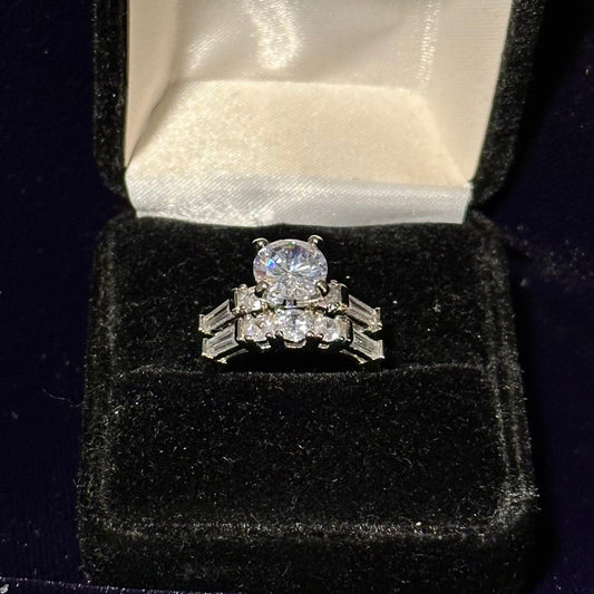 The "Enchanted Promise" Halo Bridal Set | Sterling Silver & Brilliant Accents