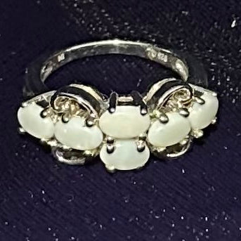 The "Winter Cloud" Minimalist Opal Ring (Size 8)