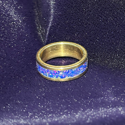 The "Sunset Aurora" Artisan Band: Hand-Plated 24K Gold & Fire Opal
