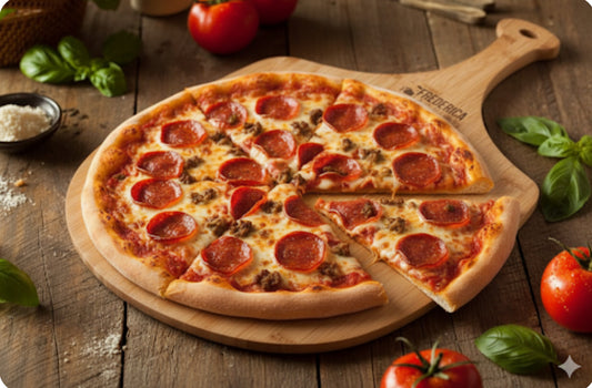 Premium Natural Bamboo Pizza Peel Paddle and Cutting Board (For Pizza, Fruit, Vegetables, Cheese)