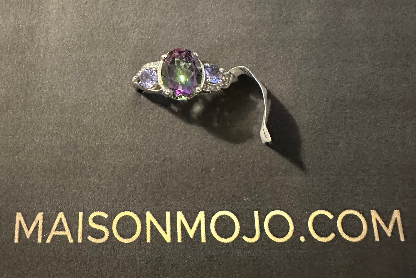 "Twilight Fire" Ring: Rare Tanzanite & Iridescent Rainbow Topaz - Size 7