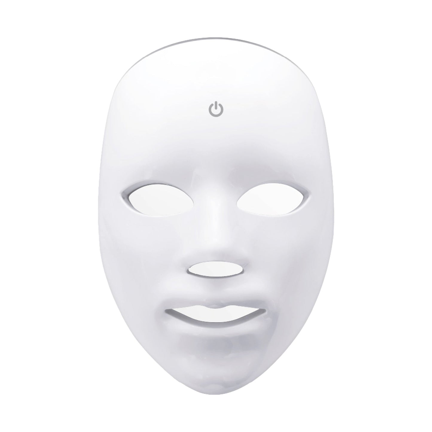 Front view of the white ergonomic LED facial mask showing the 7-color light therapy diodes.