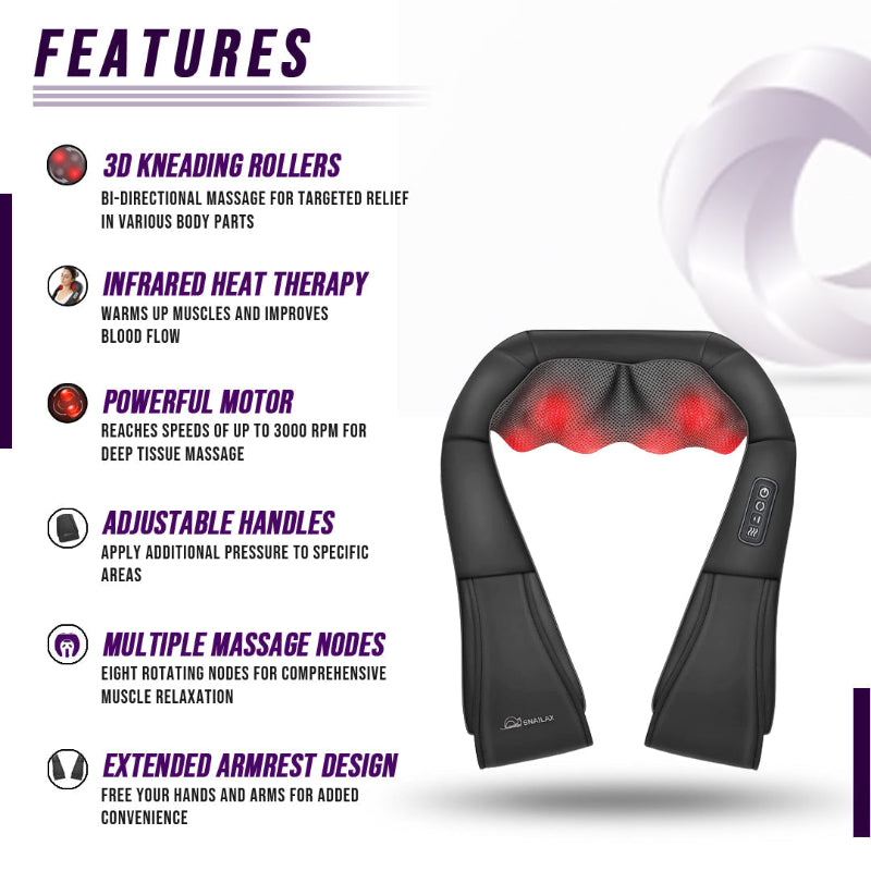 "Professional Shiatsu Neck & Shoulder Massager with Heat - Deep Tissue Pain Relief"