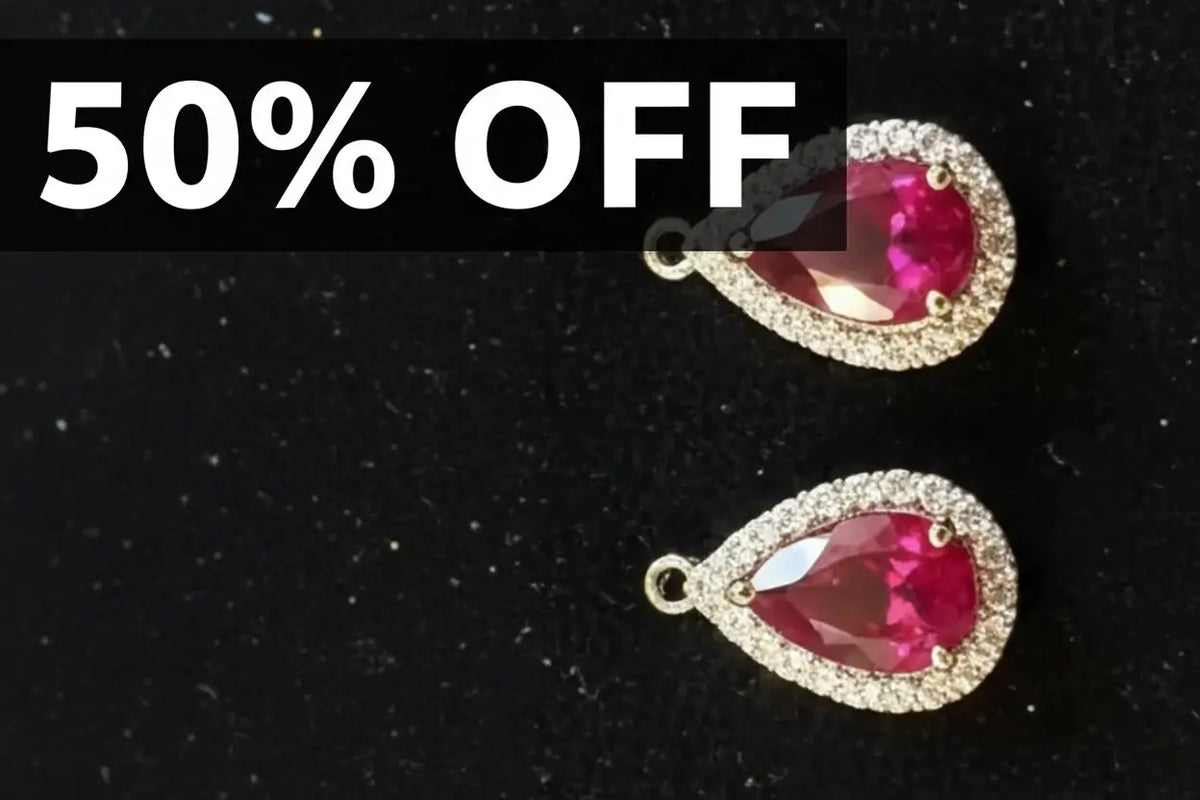 50% OFF | The "Crimson Muse" 10K Gold Earrings: 1.0 CTW Ruby & Diamond Accents