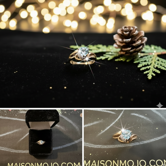 The "Azure Horizon" Ring: 1.0 CTW Trillion-Cut Swiss Blue Topaz & Diamonds, Size 7 Designer Ring