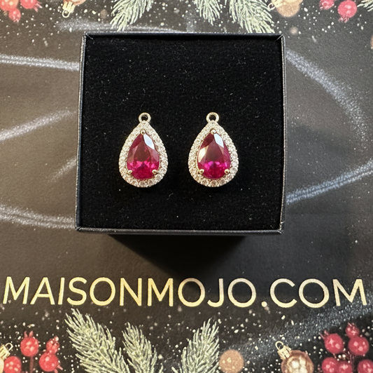 Enhanced Ruby Teardrop Earrings