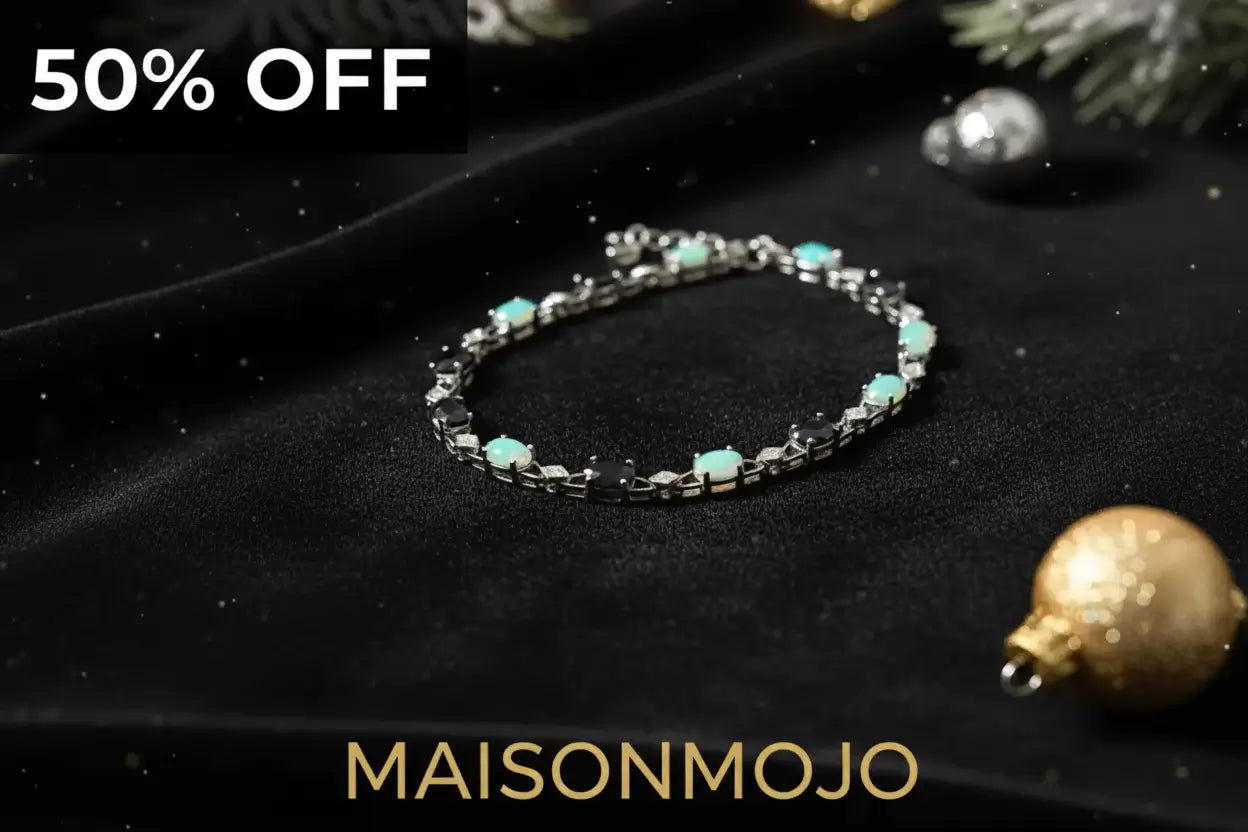 50% OFF | The "Eternal Flame" Artisan Bracelet: 7.75" Hand-Set Fire Opal. Sapphire & Diamond