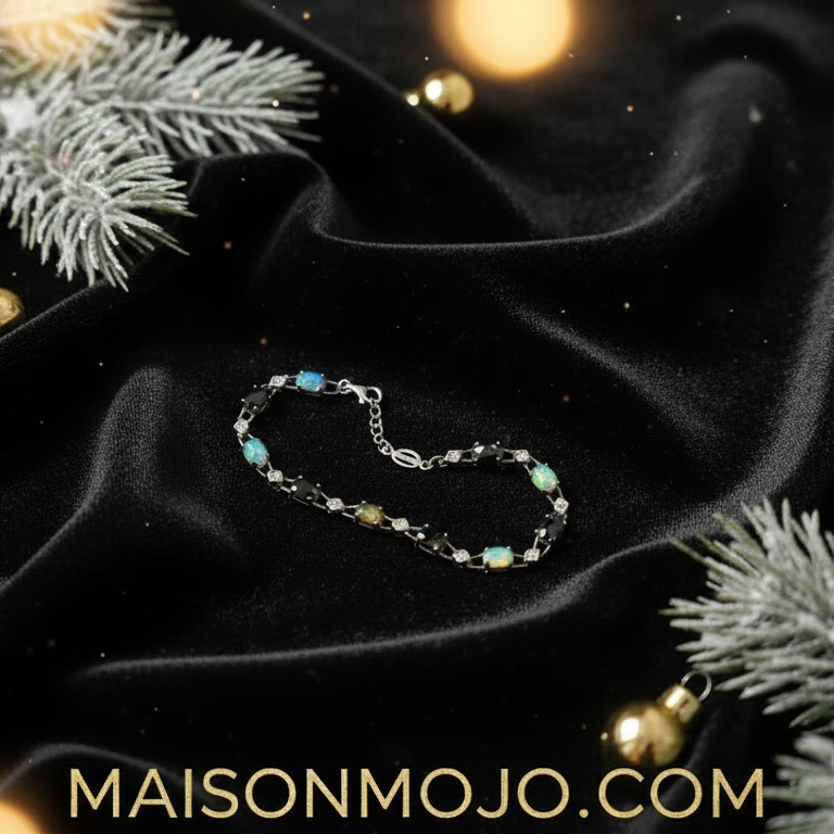 Opal bracelet curved Christmas velvet