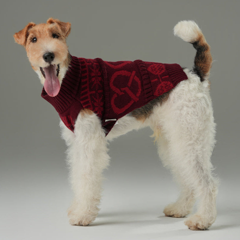 Pretzel Pet Sweater - Burgundy Red