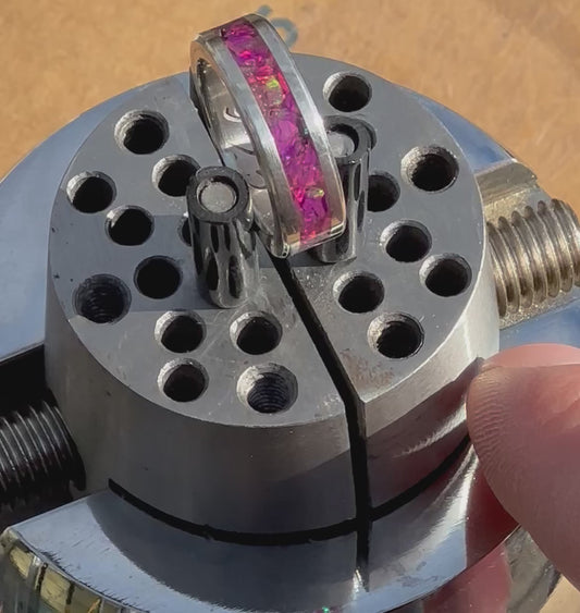 "Cosmic Heart" Archive Band: Pink Fire Opal & .925 Silver Size: 6.5